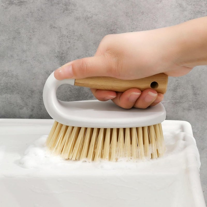 XFSPYY Wooden Handled Brush, Stiff Bristle Gravity Cleaning Brush, Multi-Purpose Brush for Bathroom Sinks, Floors, Carpets, Pools, Kitchens, Tiles, White. - Image 5